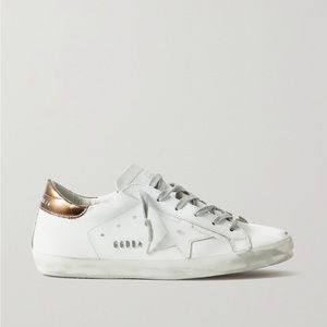 Golden goose Superstar distressed metallic leather sneakers dark bronze size 38